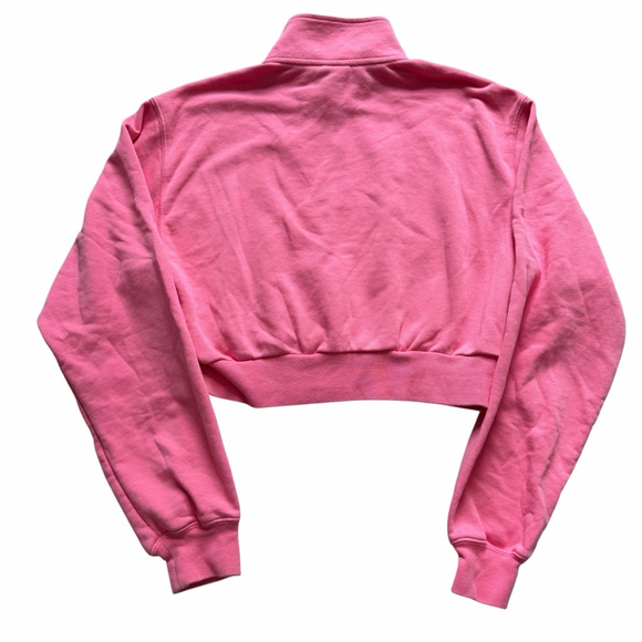 Aritzia Tna Cozy Airy Fleece Long Sleeve Half Zip Crop Sweatshirt Sweater Top - Picture 3 of 9